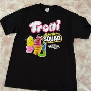 Trolli Sour gummy Worms Black Short Sleeve TShirt Unisex Size Medium